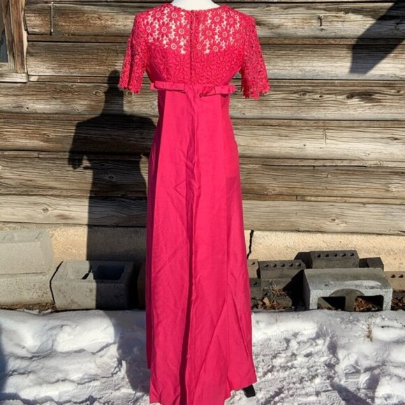 Vintage Floral Lace Pink Gown Size Medium - Picture 3 of 9